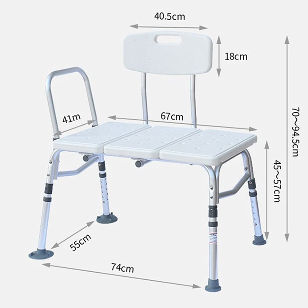 Taburete para bañera Taburete de Ducha Banco para bañera en Aluminio Asiento de bañera Antideslizante Regulable en Altura con reposabrazos para Personas Mayores