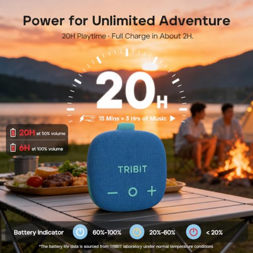 Image of Tribit StormBox Micro 3 13W Bluetooth Speaker, Blue | IP68 waterproof & dustproof, XBass boost, TWS stereo Pairing, Bluetooth 6.0,24H Playtime,portable speaker