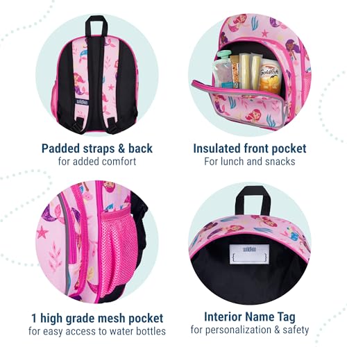 Image of Wildkin 12-inch Kids Backpack - Padded, Adjustable, Ideal for Daycare & Travel - Groovy Mermaids | Ages 3-7, lightweight toddler backpack for daycare, preschool, and travel