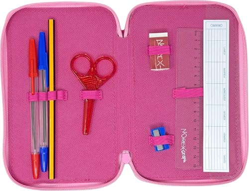 3-Fach Federmäppchen für Stitch Fan – 44-teilig, komplett gefüllt, inklusive Stifte, Bleistifte, Filzstifte, Buntstifte, Scheren – Grundschule und Geschenk – Offizielles Gadget für Kinder