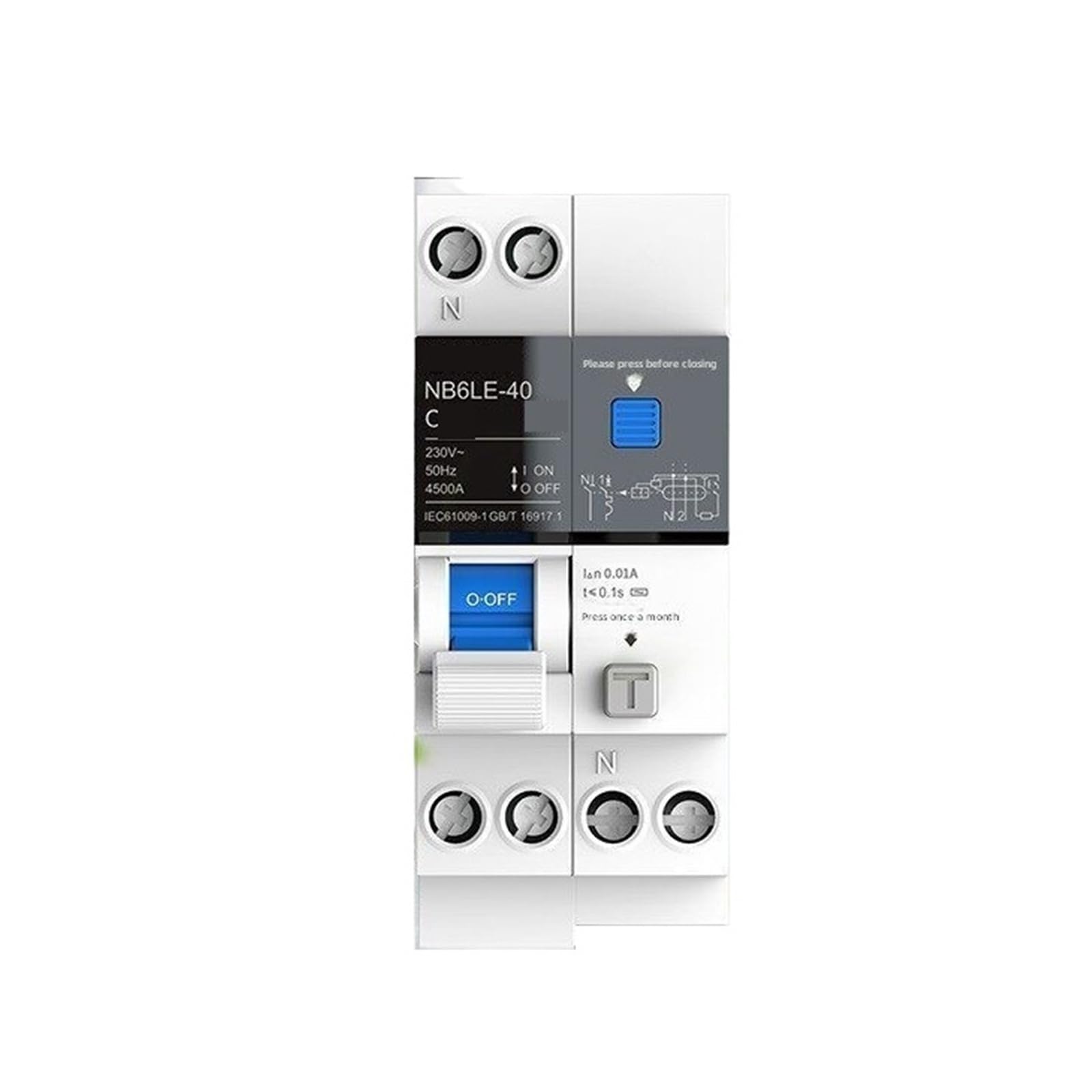 Disyuntor Nb6Le de alta sensibilidad 10mA interruptor de protección de fugas 1P+N 20A monofásico 2