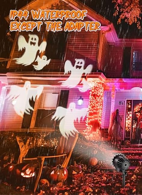 Minetom Halloween Projector Lights Outdoor, Rotating Ghost Projector Halloween, Waterproof Halloween Light Projector Landscape Lights for Outdoor Indoor, Yard, Patio, Garden, Party Decor