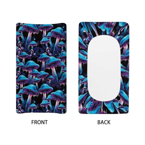 Image of Murshroom Trippy Baby Changing Pad Cover Infant Newborn Diaper Table Change Mat Sheet Cover Cattle Floral Changing Table Covers for Boys Girls