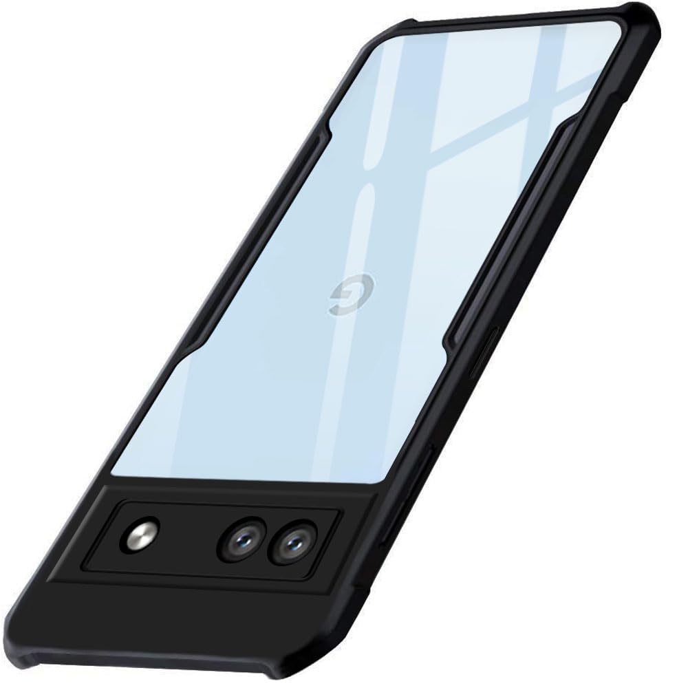 DD SONShockproof Crystal Clear Back Cover Case for Google Pixel 7A 5G - (PC & TPU, Black Bumper Back Cover) | 360 Degree Camera Protection | Transparent Hybrid Eagle Back Case Cover (Black)