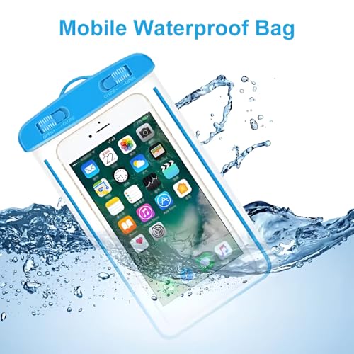 Image of Mobile Waterproof Pouch Universal Size Transparent for All Smart Phones (Blue Yellow Pack 2)
