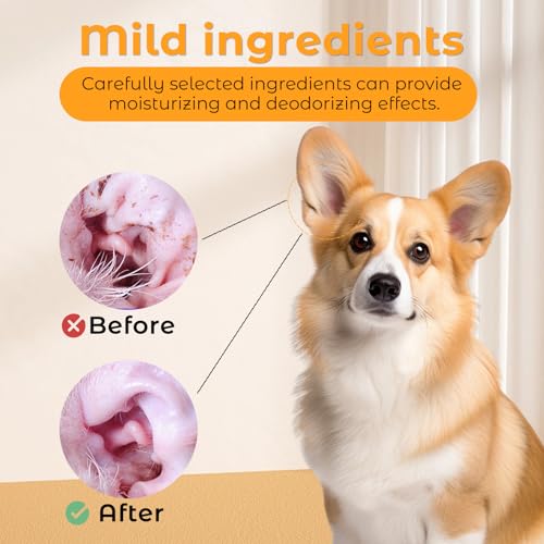 Image of Dog Ear Cleaner Wipes,Cats Dogs Ear Wipes,Debris - Soothes & Relieves Ear Itching,All Natural Ingredients,Safe & Gentle Ear Wipes for Dogs & Cats., white