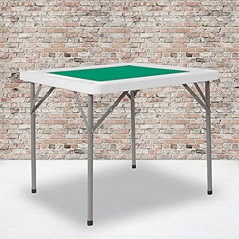 Flash Furniture Klapptisch für 4 Spieler, quadratisch, 87,6 cm, mit grüner Spielfläche und Getränkehaltern Cover