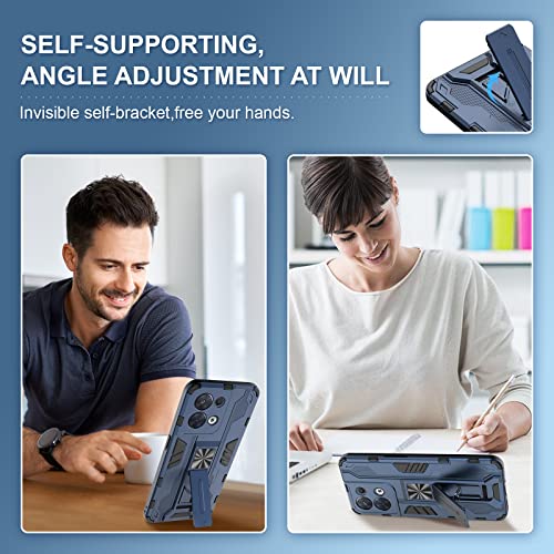 Btstring Case for Oppo Reno 8 5G, Heavy Duty Shockproof Case with Stand Protective Tough Armour Personalised Phone Cover Case - Blue - Image 3