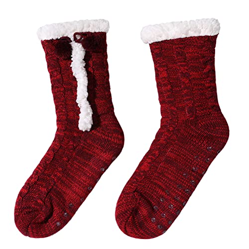 Image of Chassic Sherpa Lined Slipper Socks for Women, Non-Slip Cozy Winter House Socks, Soft Fuzzy Socks, Gifts for Women & Ladies Stocking Stuffers
