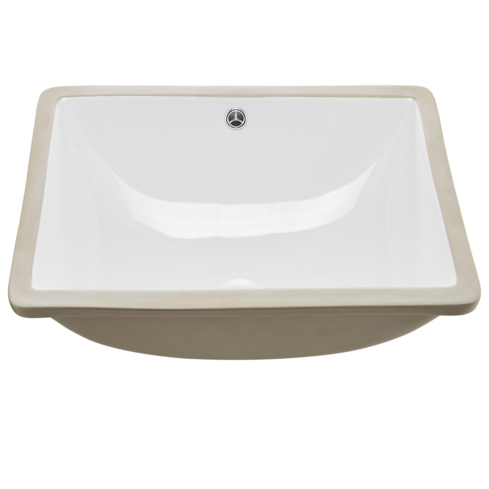 VEVOR Lavabo Bajo Encimera de Cerámica Rectangular, con Rebosadero, Fregadero de Cocina Moderno Bajo Encimera para Espacios Pequeños, Orificio de Desbordamiento, Color Blanco, 515 x 385 x 190 mm