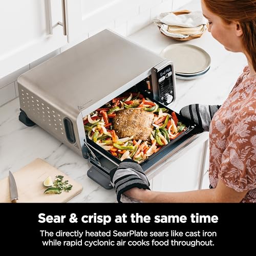 Ninja-SP351-Foodi-Smart-13-in-1-Dual-Heat-Air-Fry-Countertop-Oven-Dehydrate-Reheat-Smart-Thermometer-1800-watts-Silver