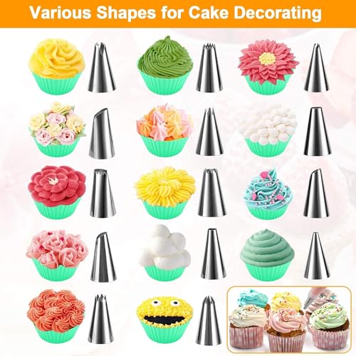 firstake Piping Bags and Tips Set - 100pcs Disposable Piping Bags, 12 Inch Icing Bags, Thickened Pastry Bags, Anti Burst Frosting Bags, Non-slip Cake Decorating Bags for Baking Cupcake and Cookies