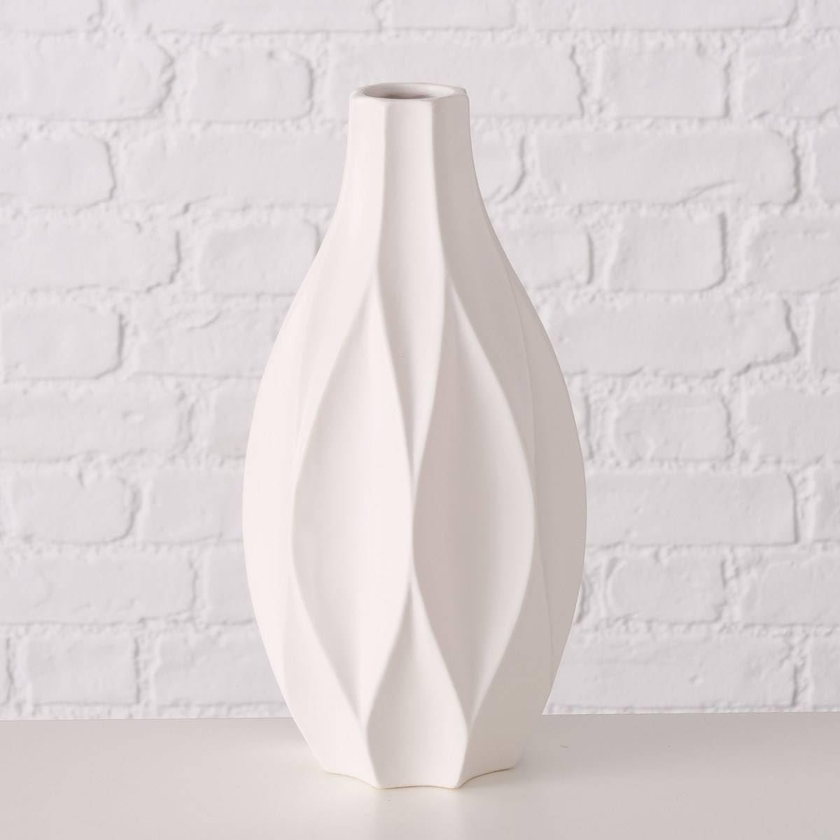 Vase décoratif Avantika, 30 cm, mat, couleur : blanc