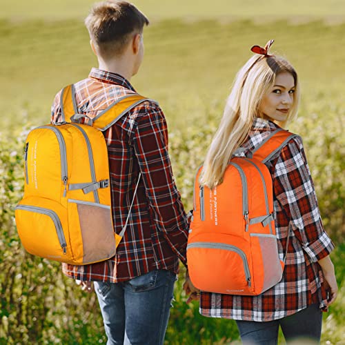 Image of ZOMAKE Lightweight Packable Backpack, Water Resistant Foldable Daypack 35L | Light Hiking Backpacks Collapsible Day Pack for Travel, Everyday Carry, Multi Compartment Storage, Adjustable Strap (Orange)