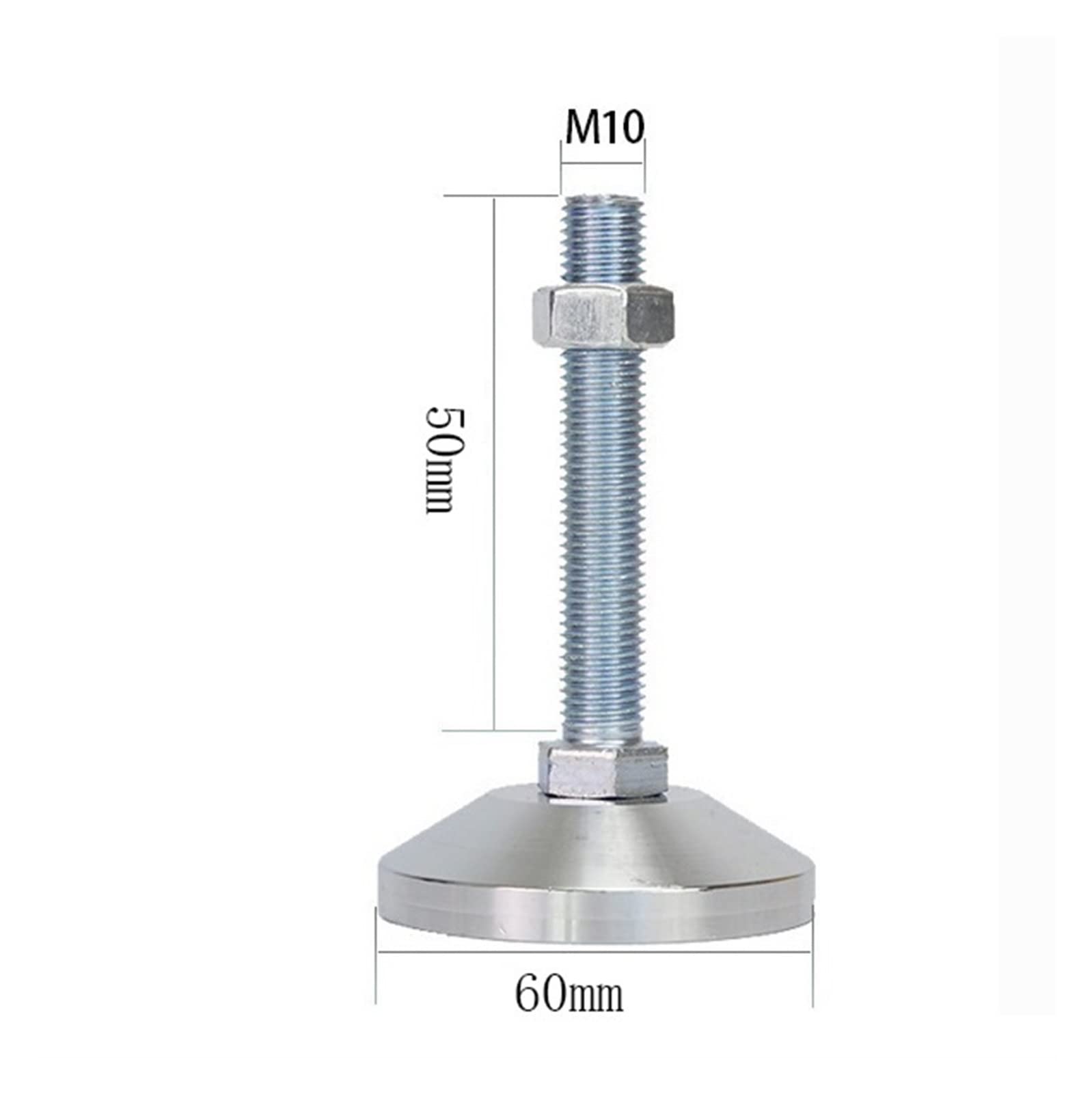 Piedini a Vite di livellamento, livellatore a Pedale Regolabile da 2,4" in Acciaio al Carbonio for impieghi gravosi for macchinari for mobili, 4 Pezzi (Size : D60*M10*L50mm)