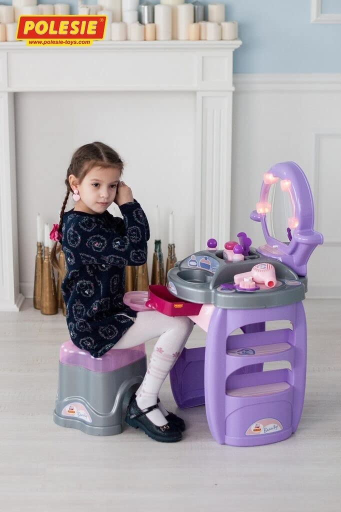 Polesie Kinder Beauty-Salon Diana Nr. 4 inkl. Hocker Zubehör 15-TLG. und Licht