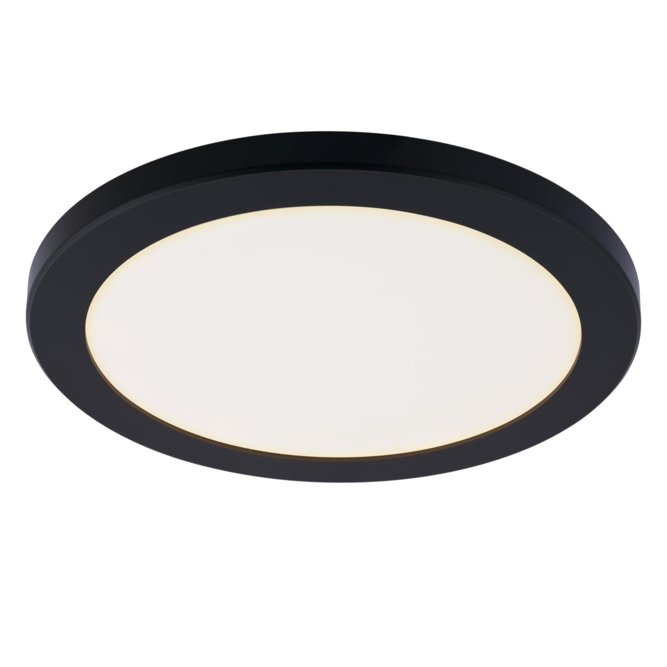 Westinghouse 6133400 Traditional One-Light, 12 Inch 22 Watt Dimmable LED Indoor Flush Mount Fixture with Color Temperature Selection, Black Finish, White Acrylic Shade