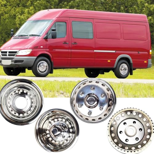 Image of 4pcs 16 inch Polished 304 Stainless Steel Wheel Simulators for Sprinter Van | 07-25 Dodge Sprinter Van, Dually 6 Lug 18 Hand Hole, Snap On Hubcaps, 07-25 Mercedes /Freightliner Sprinter Van