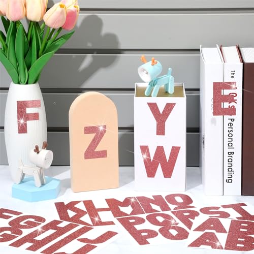 Image of Harloon 232 Pcs Large Glitter Letter Stickers 24 Sheets Classroom Bulletin Boards Decorations Big Font Alphabet Letter Self Adhesive Letters Stickers Back to School Decor DIY Craft(Pink,4 Inch)