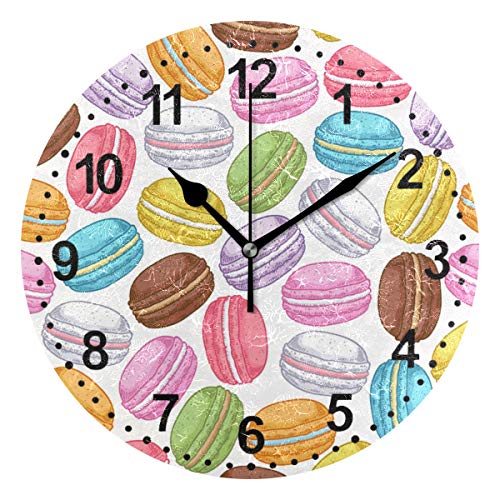 Macarons Horloge Murale Ronde silencieuse et silencieuse pour Cuisine, Bureau, école