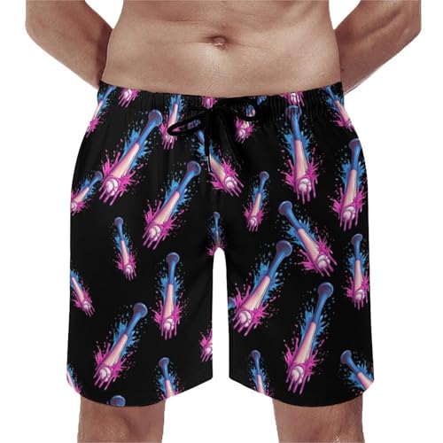 Baseball Dripping Mens Swim Trunks Quick Dry Beach Swimming Shorts with Mesh Lining and Pockets