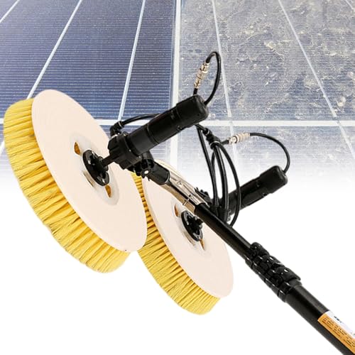 電動ソーラーパネル洗浄ツール、65 cmデュアルブラシヘッド、業務用太陽光発電パネル洗浄機、7.5 m給水ポール洗浄キット、デュアル,Dual