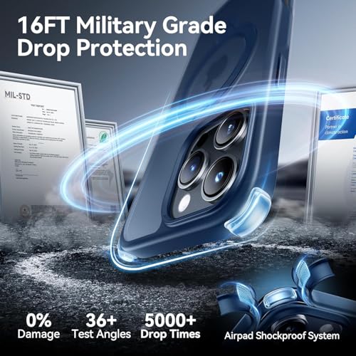 Image of iPhone 16 pro Max Magsafe Stand Case | Matte Design & 360 Protection | Military-Grade Apple iPhone 16 pro Max Cover | Ultra Premium - Blue