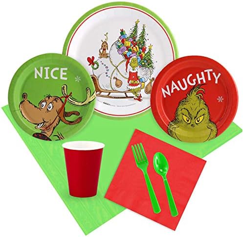 Dr. Seuss Grinch Christmas Tableware Kit (Serves 8)