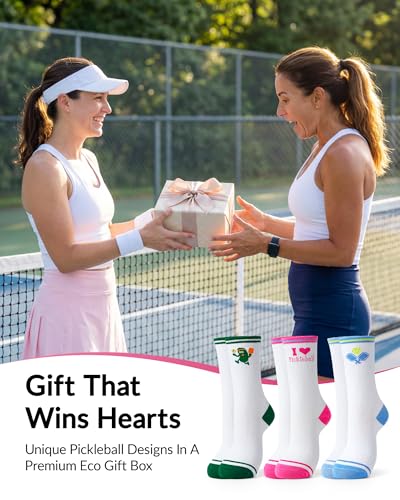 Image of Jeasona Pickleball Socks for Women Pickleball Gifts for Women Pickle Ball Lovers Funny Crew Socks Athletic Socks