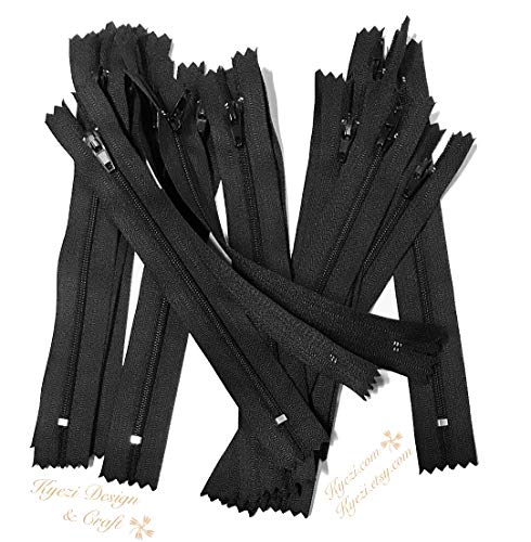 10 pcs Nylon Coil #3 Teeth Zippers (Black, 3 inch)