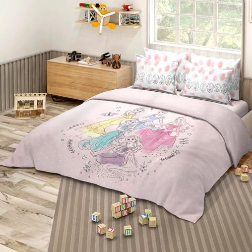 Image of Sassoon Disney Princess Digital Printed 100% Cotton Bedsheet with 2 Pillow Covers in 300TC