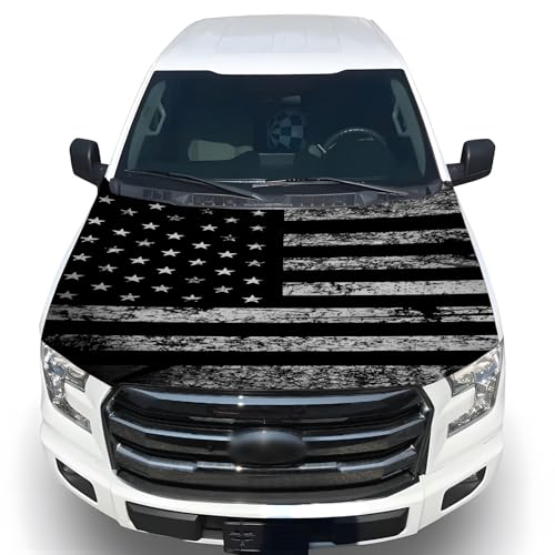 Tobethay Car Hood Flag Cover - 59x51 in Car Hood Cover Eagle Flag with 2 Adjustable Fasteners Patriotic American Flag Bonnet Banner Universal Fit for Trucks SUV Patriotic America Flag Cars Decor