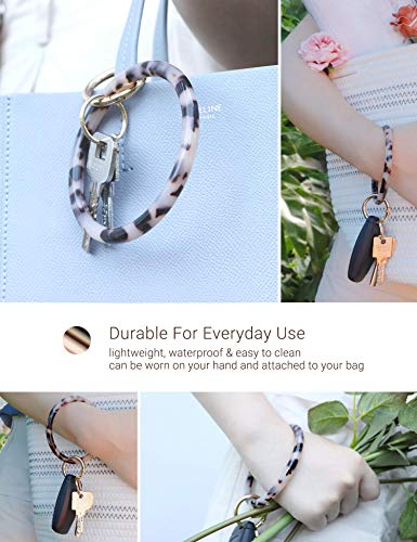 Mymazn Key Ring Bracelet Wristlet Keychain Bangle Keyring For Women, Acetate Round Key Chain (Tortoise) #TOP5