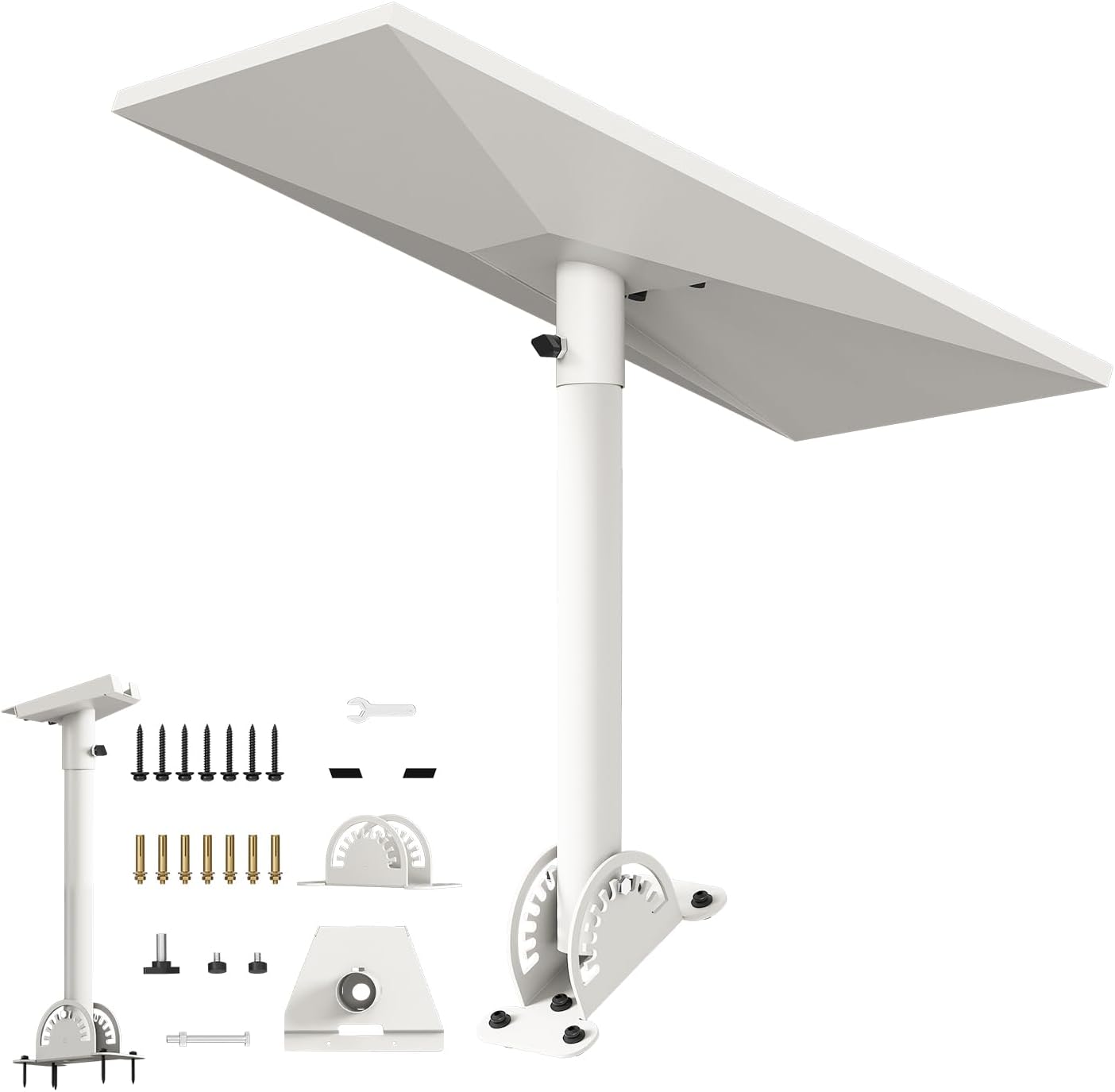 Starlink Gen 3& Gen 4/4X Mount Adapter, starlink Mount 15.7" Heavy Duty Steel Pivot Pole Pipe with Adjustable Base, Roof Mount Kit Compatible with Starlink V3/V4/4X Standard Dish9（Vertical）