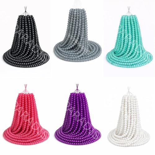 Image of SS Paradise 8mm Glass Beads (6 Colors 300 Pieces) for Jewellery Making | Round Loose Beads Strands for Necklace, (Set 3)