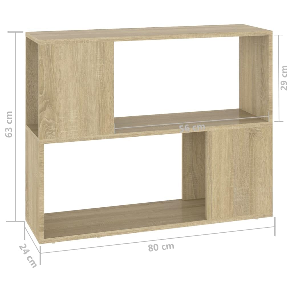 Mobile TV in rovere Sonoma, 80 x 24 x 63 cm, con scomparto aperto, per soggiorno, ufficio, salvaspazio, robusto