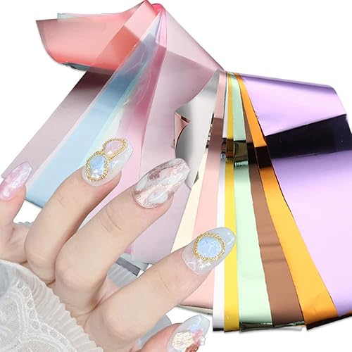 Juego de 20 piezas de calcomanías de papel de aluminio holográfico con diseño de espejo metálico de perlas calcomanías de papel estrellado