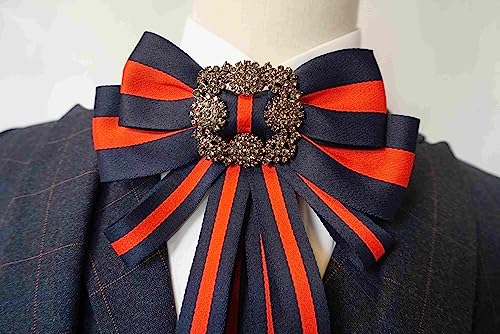 Christmas Ribbon Brooch For Women Men Bowknot Costume Brooches Women Jewelry Beads Accessories Womens Bow Tie Bow Brooch (Dk Blue) #TOP2