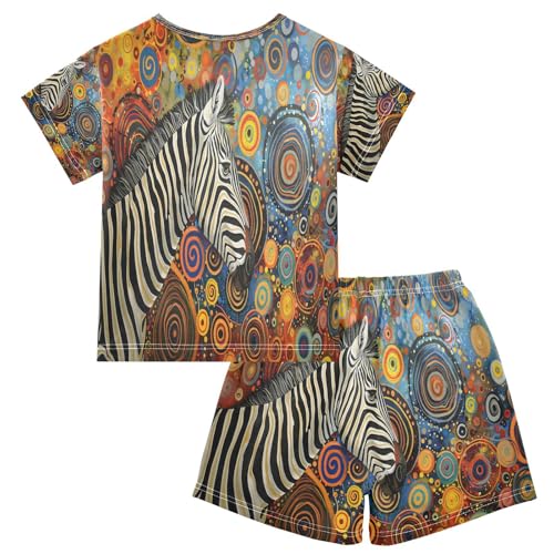 senya Short Sleeve Pajamas Sets Summer Cotton Sleepwear Zebra in Gustav Klimt2