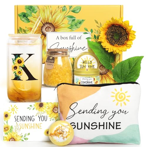 Sunflower Initial Gifts, Get Well Soon Gifts, Self Care Spa Birthday Gifts for Women...