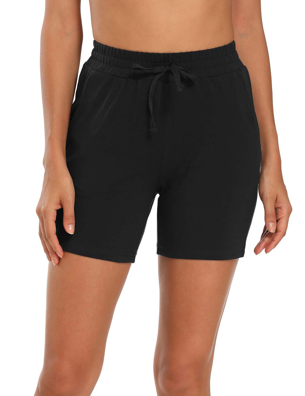 MOCOLYWomen's Cotton Bermuda Shorts Lounge Indoor Straight Leg Half Length Yoga Shorts Activewear Workout Sweat Running Shorts