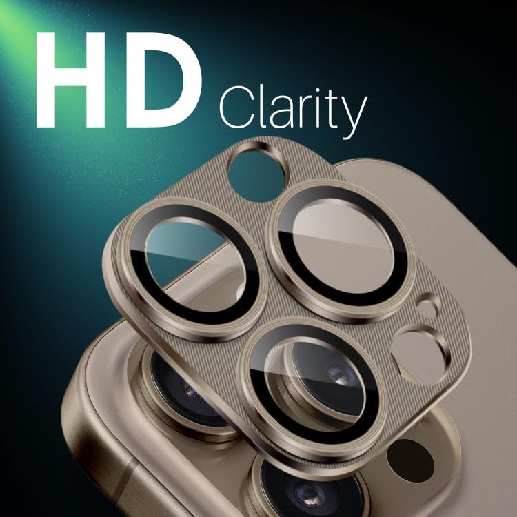 Image of Camera Lens Protector for iPhone 16 Pro /16 Pro Max | [Drop Protection] Tempered Glass | Metal Ring | Case Friendly | Scratch Resistant | Easy Installation (BROWN)