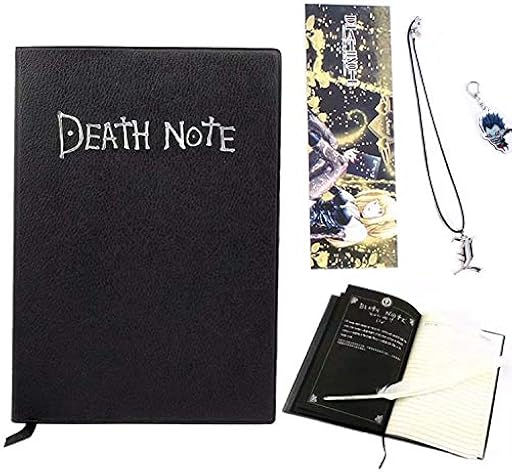 Cuaderno de notas de la muerte con pluma de pluma, collar y llavero en forma de L, tema de anime de moda, cuaderno de cosplay | Ya disponible en tu tienda friki favorita! En mundofriki.es!