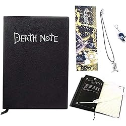 Cuaderno de notas de la muerte con pluma de pluma, collar y llavero en forma de L, tema de anime de moda, cuaderno de cosplay