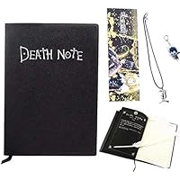 Cuaderno de notas de la muerte con pluma de pluma, collar y