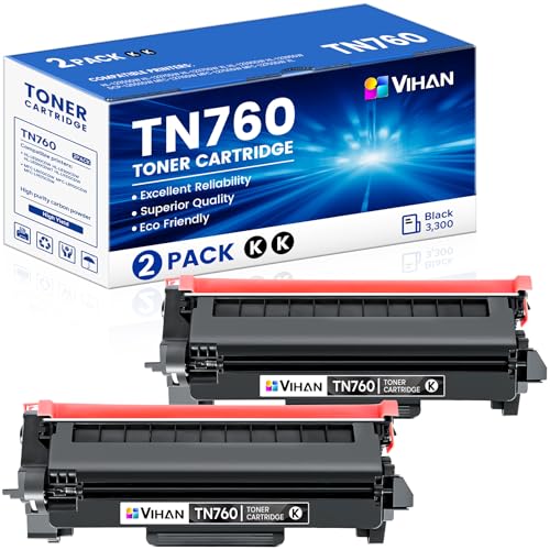 Image of TN760 High Yield Black Toner Cartridge Compatible Replacement for Brother TN-760 TN 760 MFC-L2710DW MFC-L2750DW DCP-L2550DW HL-L2350DW HL-L2370DW Toner Printer (2 Pack)