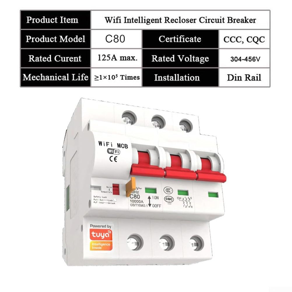 4P 40A Per Tuya 40A WiFi Smart Circuit Breaker Interruttore Automatico Protezione da Sovraccarico