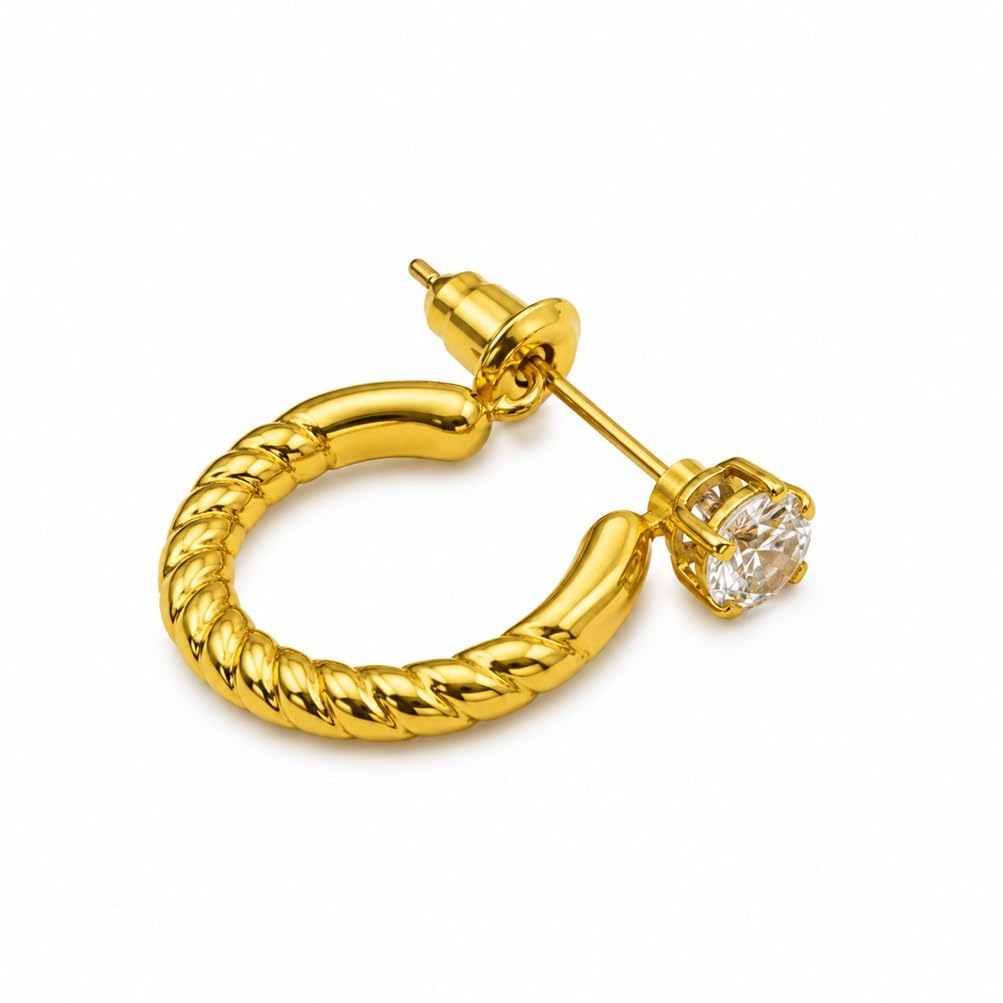 Men Golden Rope Style With Stone Ear Earrings & Studs, Premium Gold Finish, Stylish Wear for Boys & Men-image-10