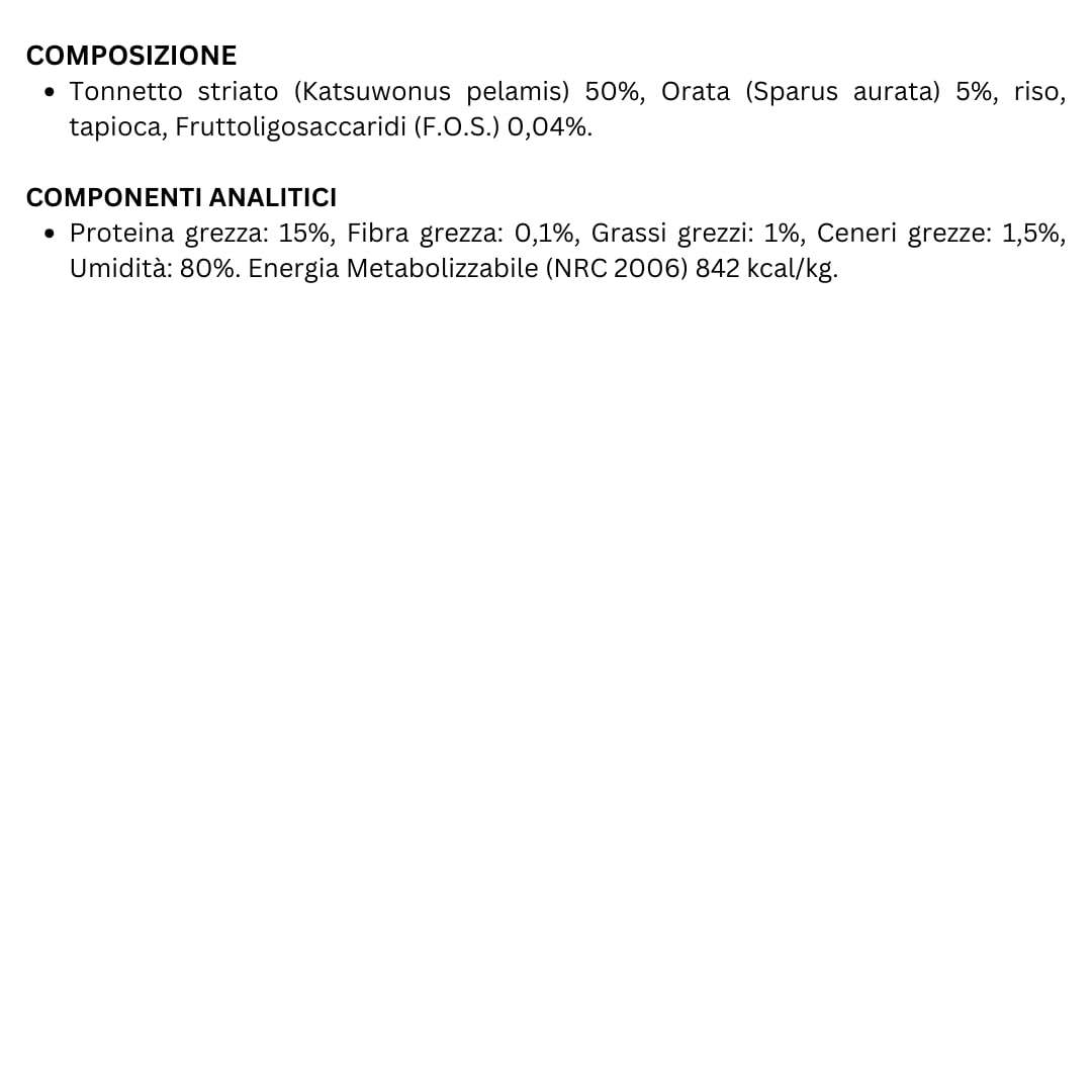 MONGE Gatto Umido Tonno con Orata – Adult | alimento umido bilanciato per gatti adulti, senza conservanti e coloranti, Made in Italy, 12 scatolette da 80 grammi.