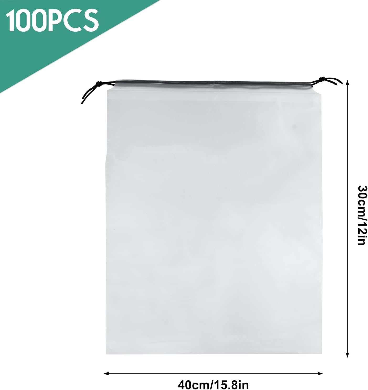 100Pcs Shoe Bags for Travel，PLULON 15.7" x 11.8" Clear Drawstring Storage Plastic Bags Shoes Organizer for Packing Waterproof Dustproof Women Men Portable Travel Essentials - Image 3